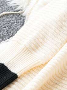 SHEIN LUNE 加大號兩色撞色下垂袖毛衣 - 黑與白 - 查看 4