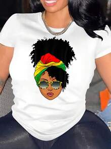 By God Spoiled By My Husband Letter Women Short Sleeve T-Shirt Casual White Summer - White - View 1