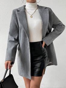 SHEIN LUNE Lapel Neck Flap Detail Overcoat