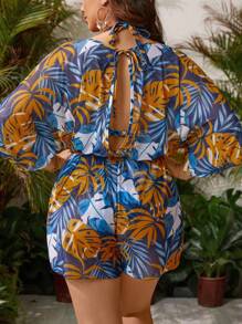 Swim Lushoire 大码女式热带植物印花分体三件套比基尼夏季 - 彩色 - 查看 2