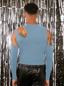 Manfinity VCAY 男士純色修身針織空心休閒t恤