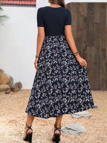 EMERY ROSE 花卉拼布长裙女装 - 藏蓝色 - 查看 2