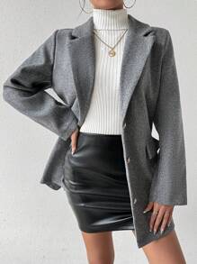 SHEIN LUNE Lapel Neck Flap Detail Overcoat