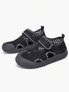 儿童软底凉鞋，男女童通用，闭趾沙滩鞋，带保护性鞋头 - 黑色 - 查看 1