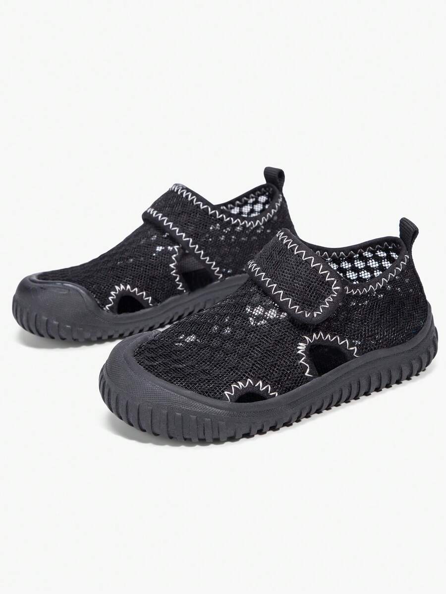 儿童软底凉鞋，男女童通用，闭趾沙滩鞋，带保护性鞋头 - 黑色 - 查看 1