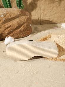 Dép Đế Xuồng Chống Trơn Trượt Thời Trang Nữ 9.5Cm Giày Peep Toe, Sandal Đế Dày - Vàng - Xem 5