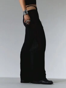 MUSERA Jupe longue maxi transparente en tricot avec détail de string, printemps été, brunch mignon