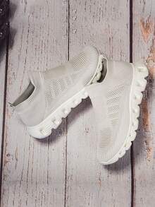 Giày Nữ Plus Size Đơn Giản Chống Trơn Trượt Thoáng Khí Cho Người Cao Tuổi, Người Đi Trọng, Học Sinh, Giày Thể Thao Thông Thường Thoải Mái - Màu be - Xem 4