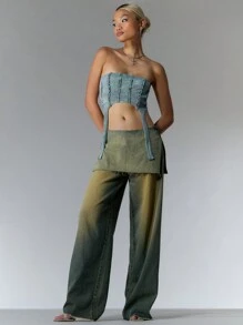 MUSERA Washed Curve Hem Crop Top Vacation Spring Summer Casual