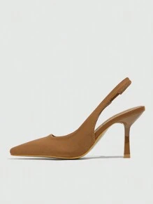 Fall/Winter 2025 Women's Pointed Toe, Thin/Medium Heel Slingbacks, Suede Elegant Work Shoes,Elegant,Women Pumps,Elegant - Camel - View 4