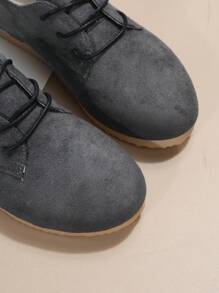 Giày bệt nữ, Giày màu xám đậm, Giày đế bệt chống nước, Giày buộc dây - Màu xám đen - Xem 6