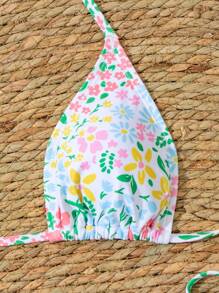 Swim Mod Women's Halterneck Printed Floral Two-Piece Bikini Set,Summer Beach - Multicolor - View 3