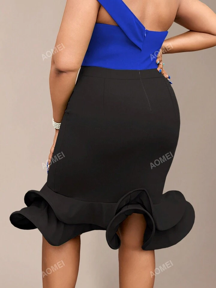 Plus size asymmetrical pencil skirt hotsell