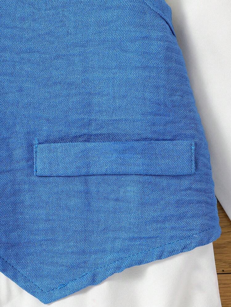 Baby Boy British Gentleman Style Contrast Color 2 In 1 Button Open Long Sleeve Bodysuit Cute Casual Simple Fashion Spring And Summer