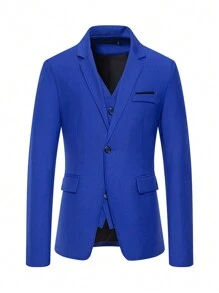 Men's Slim Fit 2 In 1 Wedding Party Casual Blazer Jacket - Royal Blue - View 1