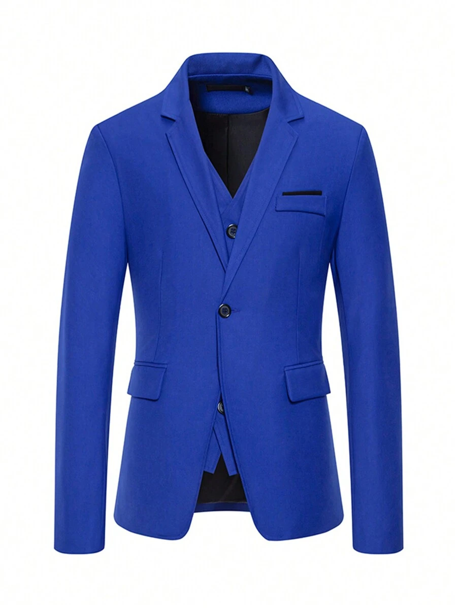 Men's Slim Fit 2 In 1 Wedding Party Casual Blazer Jacket - Royal Blue - View 1