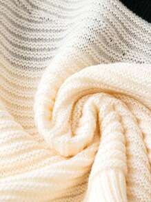 SHEIN LUNE 加大號兩色撞色下垂袖毛衣 - 黑與白 - 查看 5