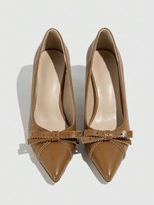 Quý cô Mới Pointed Toe Dao găm nhỏ Cơ bản Giày cao gót Giày dép Cho công việc & Mặc hàng ngày - màu nâu - Xem 3
