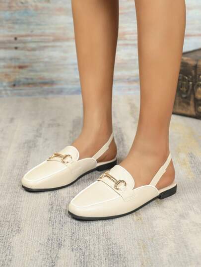 Women's Spring/Autumn Flat Slingback Mules Slippers With Buckle Strap
