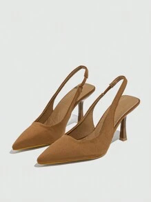 Fall/Winter 2025 Women's Pointed Toe, Thin/Medium Heel Slingbacks, Suede Elegant Work Shoes,Elegant,Women Pumps,Elegant - Camel - View 5