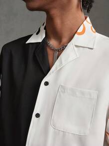 Manfinity VCAY Men's Woven Color Block Flame Print Short Sleeve Shirt - Multicolor - View 4