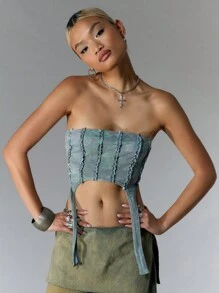 MUSERA Washed Curve Hem Crop Top Vacation Spring Summer Casual