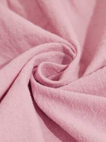 SHEIN Tween Girls' Loose Cute Round Neck Pullover Bubble Sleeve Patchwork Striped Color Block Midi Dress