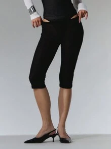 MUSERA Mesh Low Rise Cropped Leggings Y2k 90's Summer Chic Elegant