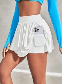 Easithlete Jupe mini plissée blanche de sport pour femme, jupe de tennis plissée blanche - Blanc - Voir 2