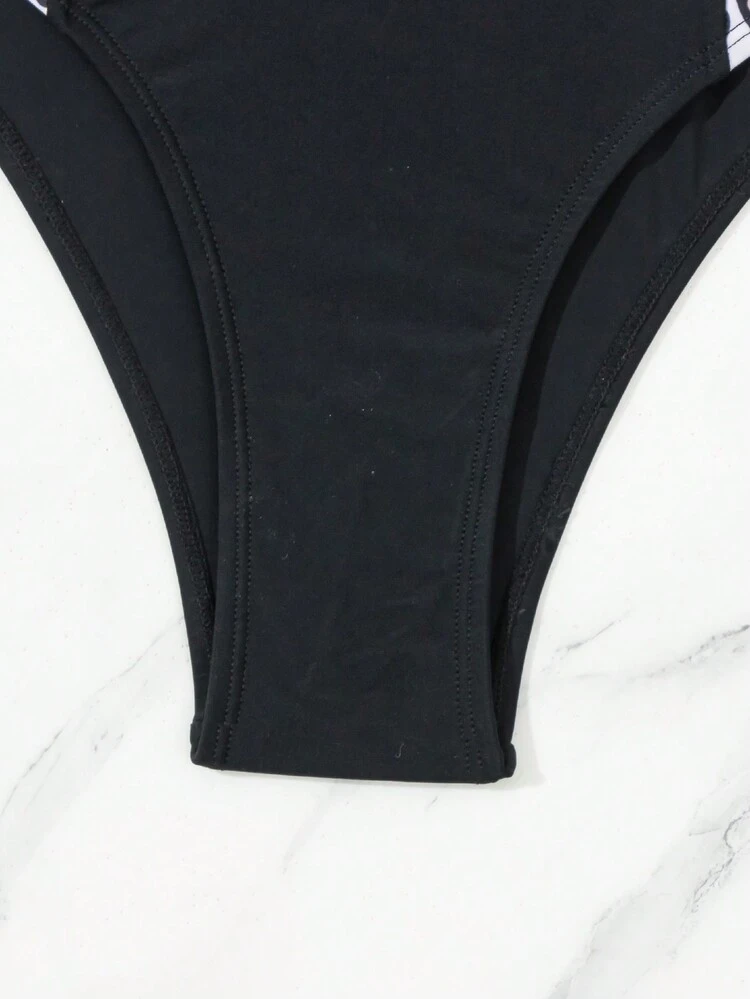 Women's Leopard Print Patchwork One-Piece Swimsuit For Summer, Beach, Swimming, Vacation