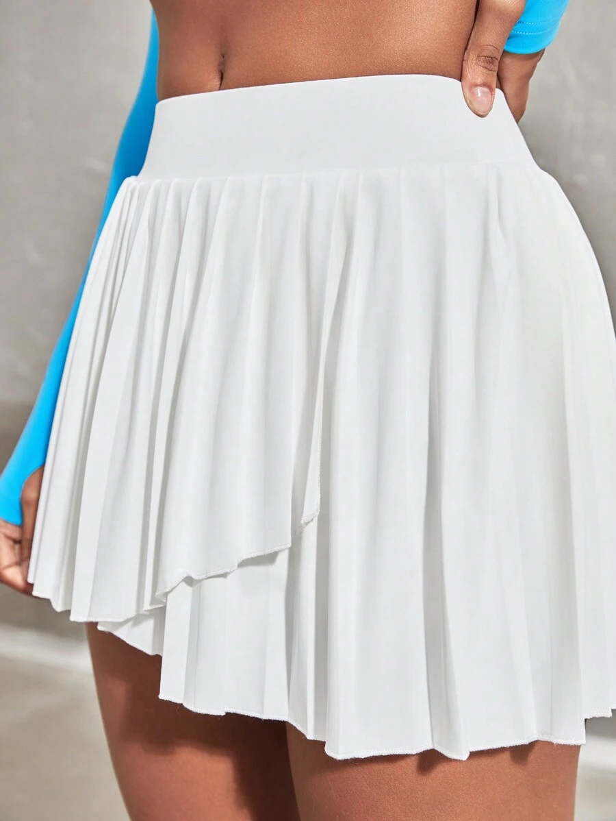 Easithlete Jupe mini plissée blanche de sport pour femme, jupe de tennis plissée blanche - Blanc - Voir 1