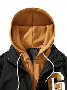 Chaqueta Impresa Con Letras Para Hombre Para Principios De Primavera - Negro - Ver 3