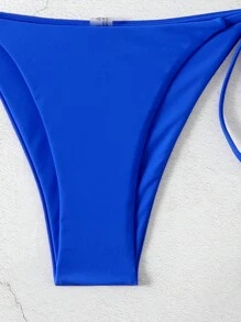 SHEIN Swim 可拆卸腰帶分割式比基尼套裝，3入組；腰鏈上珠子的顏色將隨機發送，適用於夏季沙灘活動 - 寶藍色 - 查看 3