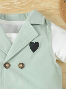 Conjunto de 3 piezas informal de verano para bebé niño: camiseta de manga corta y cuello redondo, chaleco y pantalones cortos tipo gentleman - ideal para fiesta de cumpleaños, fiesta de noche, boda, evento y celebración del primer mes y primer año - Multicolor - Ver 6