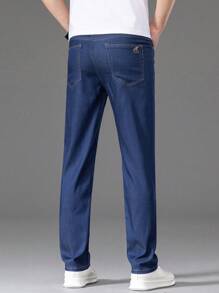 Men's Straight Leg Jeans With Pockets - Medium Wash - View 2