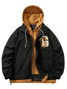Chaqueta Impresa Con Letras Para Hombre Para Principios De Primavera - Negro - Ver 1