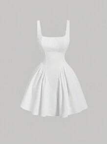 SHEIN MOD Plus Size Vintage White Open Back Ladies' Dress,Graduation Dress,Birthday Dresses For Women - White - View 1