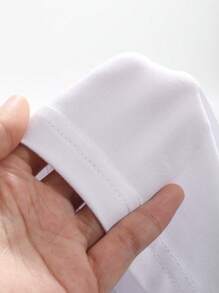 DAZY Women's Short Sleeve Tight Crop Top With Large Round Neckline Summer - White - View 8