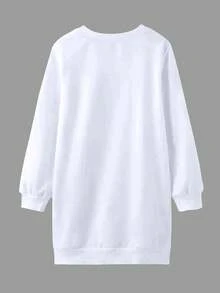 Plus Size Women's Slogan Printed T-Shirt Dress - White - View 2