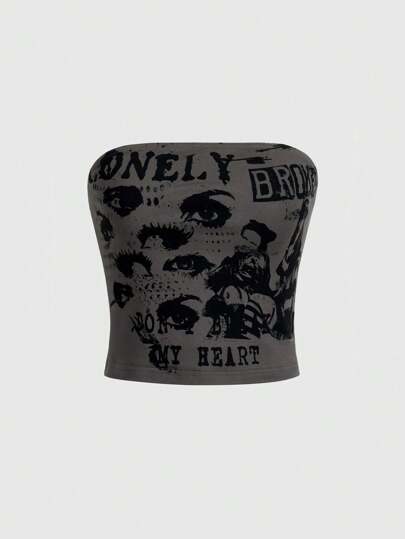 Grunge Punk Top tube avec graphique oculaire, école