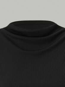 SHEIN LUNE 3pcs Solid Color Pleated Stand Collar Batwing Sleeve T-Shirt Set - Multicolor - View 3