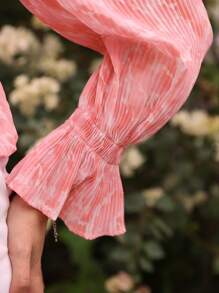 Aveloria Willekeurig Geprint Klokmouwen Cropped Blouses