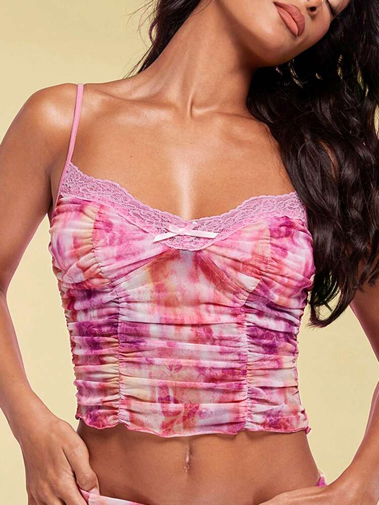 Knitted Gathered Resort Mini Camisoles, Summer, Bow Spring Tops