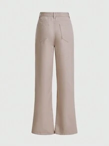 ROMWE Grunge Punk Skull & Butterfly Print Jeans - Apricot - View 2