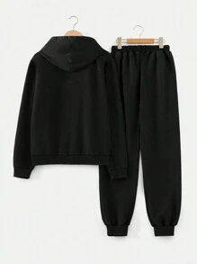 RueChic Teen Boys' Letter Print Casual 2pcs Outfit - Dark Grey - View 2