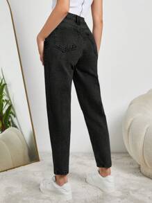 cottnline Women's Black Straight Denim Jean - Black - View 2