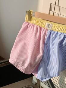 Comfortcana In sọc Chi tiết Patched thư Quần short - Nhiều màu - Xem 5