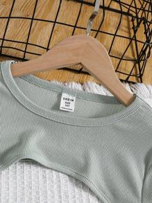 Tween Mädchen Set aus schlichtem, langärmligem Crop-Top, Camisole-Bodysuit und Jogginghose