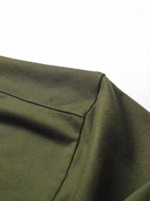 Men's Casual Contrast Color Block Short Sleeve Polo Shirt - Army Green - View 6