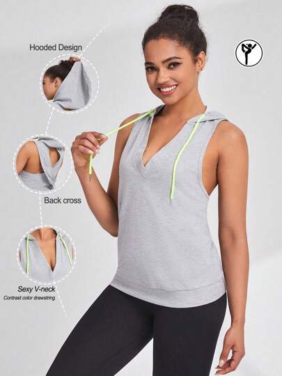 SHEIN Sports Sudadera sin mangas de unicolor minimalista, uso casual diario